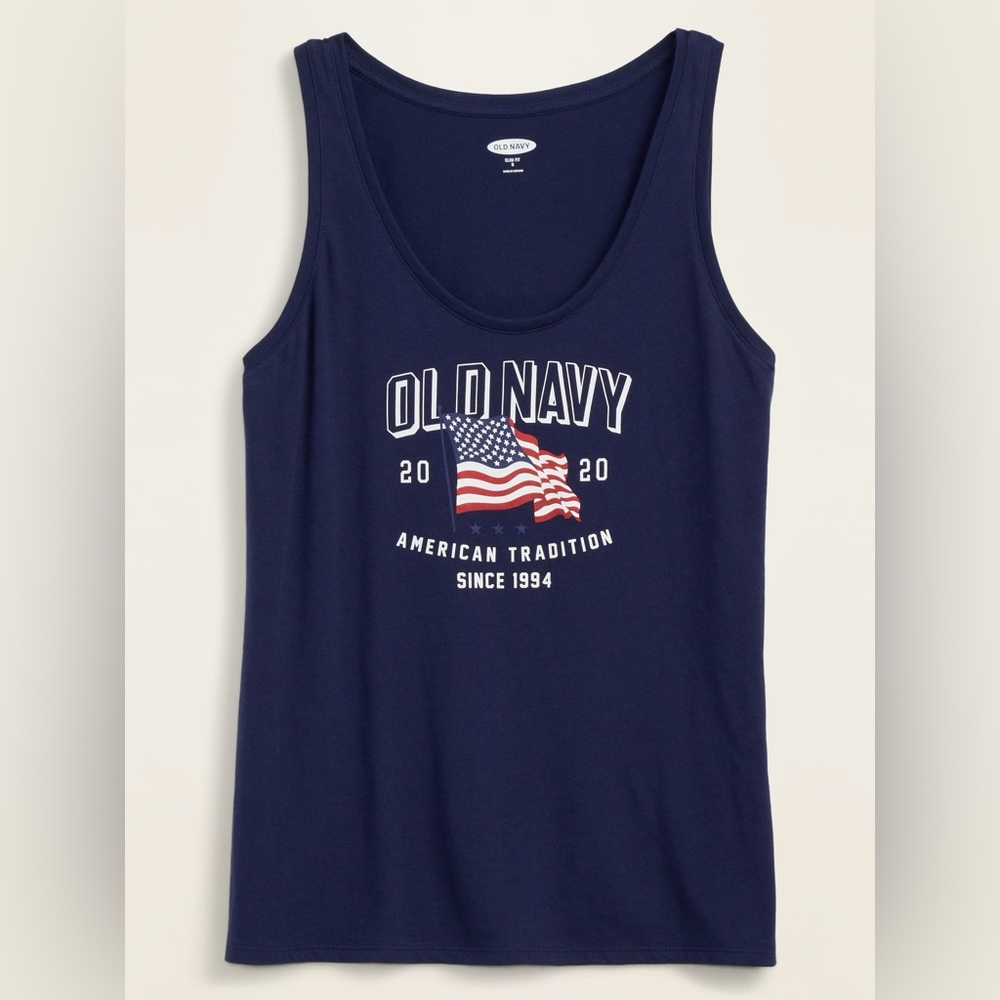 Old Navy Women’s EveryWear 2020 USA Flag Tank Top Navy Blue M 8-10 Tall Long